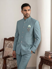 Premium Solid Japanese Fabric Indo-Western Set ( 50JIND 210Sky )