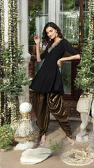 Black & Gold A-line Kurta Sets-AHKUDO-Combo-128