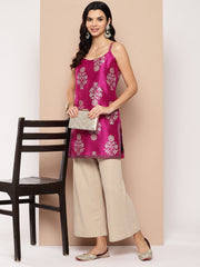 Pink & Gold Printed Shoulder Straps Tunic-AHTUPSGP-8165-ICH