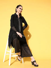 Black Printed Tunic With Palazzos-AHTUPZ-COMBO-569