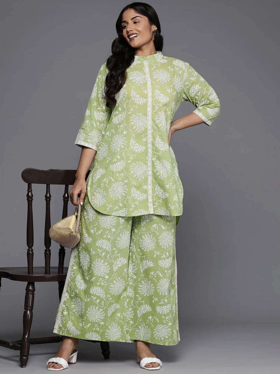 Plus Size Printed Co ord Sets - Pure Cotton Two Piece Sets