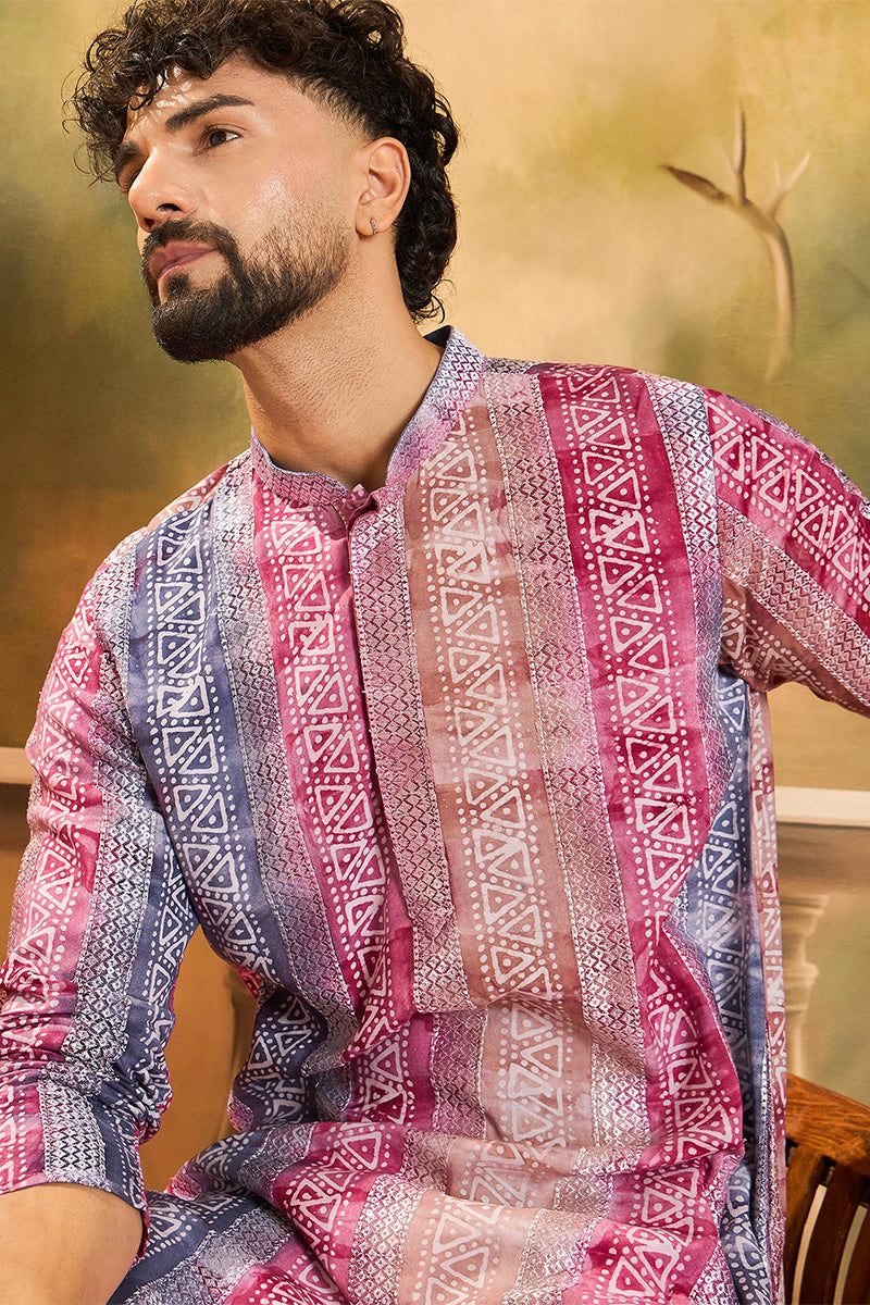 Multi Viscose Rayon Batik Embroidered Straight Kurta MKU1479