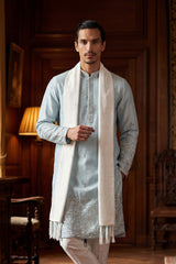 Blue Silk Blend Solid Embroidered Straight Kurta Sets MKPD1785