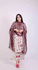 Beige Floral Printed Regular Gotta Patti Kurta with Palazzos & With Dupatta-AHKUDUPZ-COMBO-358-FF