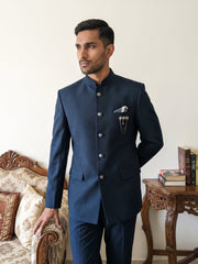 Premium Solid Japanese Fabric Indo-Western Set ( 50JIND 210Peacock )