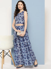 Navy Blue Printed Ethnic Co-Ords-AHBLPZ-COMBO-732-ICH