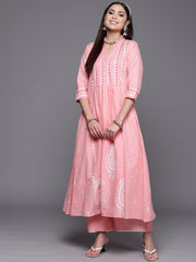 Pink Pure Cotton Printed Kurta Palazzo Set-AHKUPZ-COMBO-530