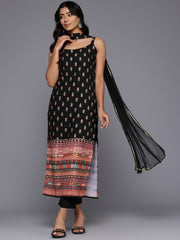 Floral Printed Gotta Patti Kurta With Trousers & Dupatta-AHKUDUPN-COMBO-1010
