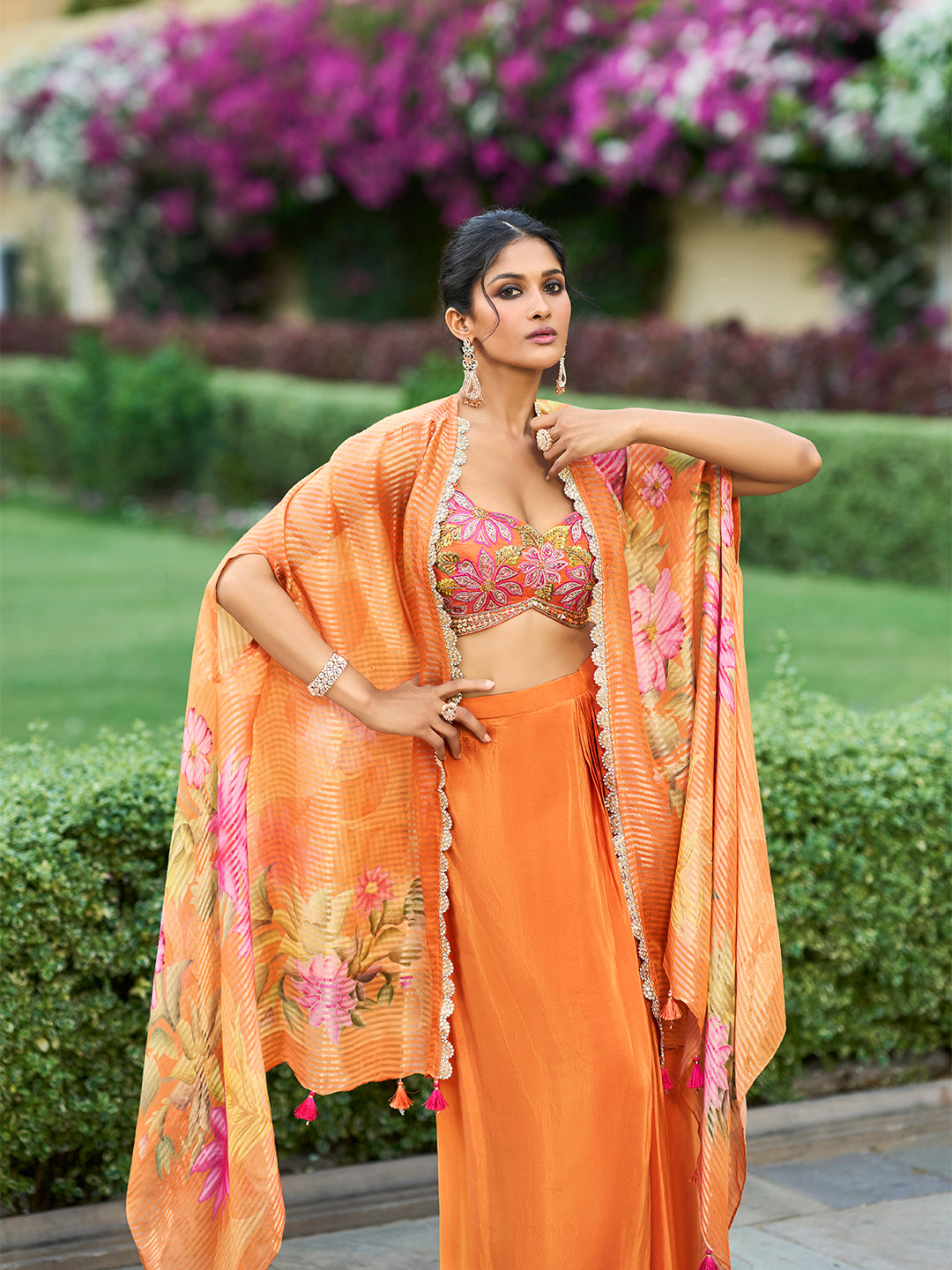 Chiffon Embroidered Sharara Set with Shrug - Pack of 3 Designs | DesiQ