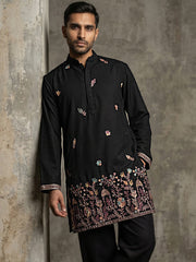 Japanese Fabric Embroidered Kurta ( 65KO 5596Black )