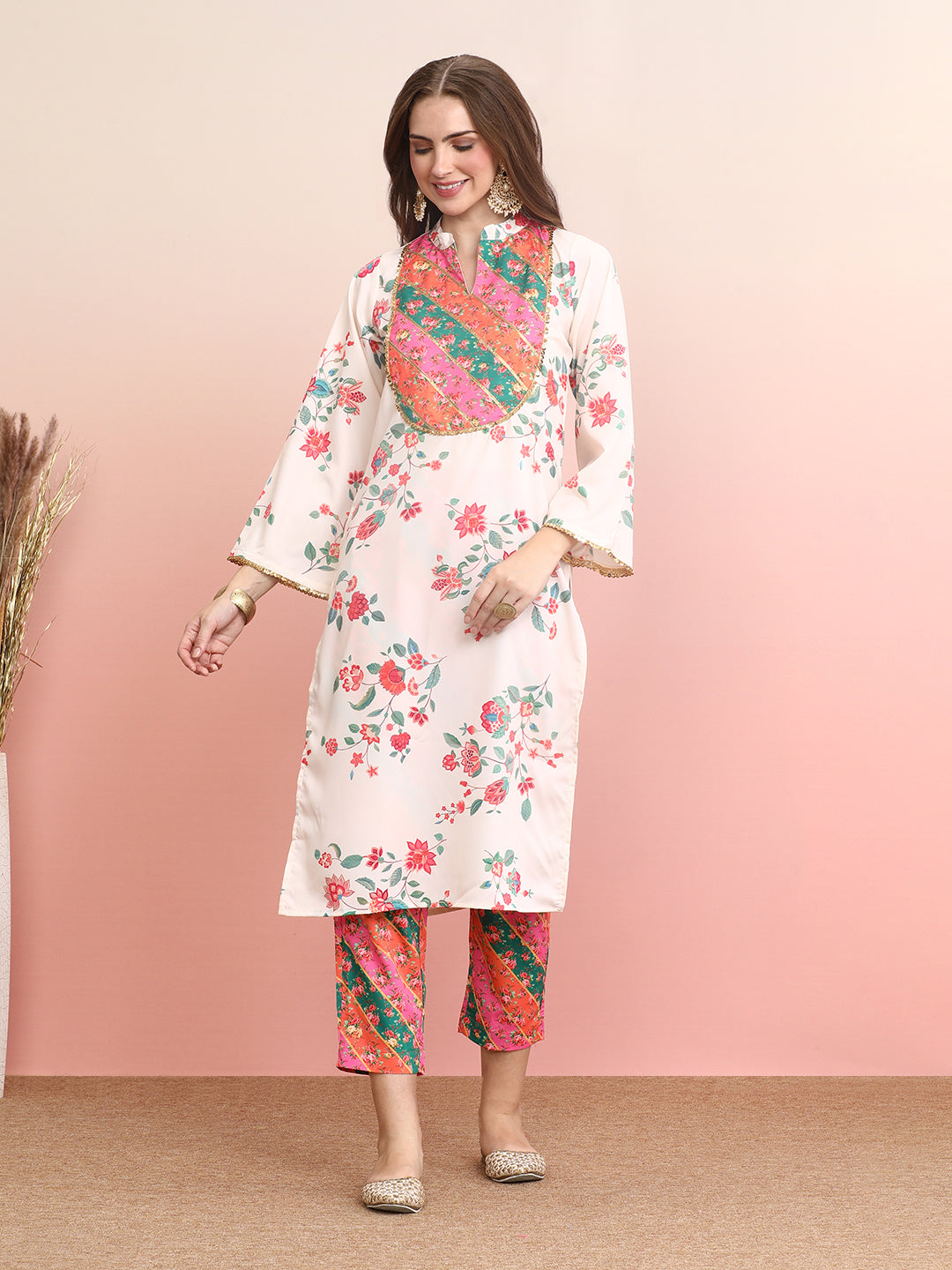 Floral Sequinned Kurta Set with Dupatta | Women's Indian Kurta