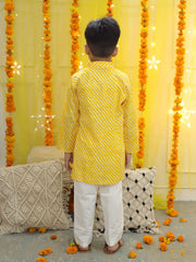 Pure Cotton Kurta Pajama Set for Boys - Yellow | BD23KP61YWA