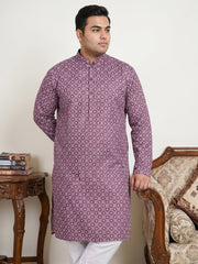 Men's Geometric Printed Kurta Set ( JOKP P 5198Purple  )