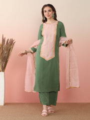 Women Ethnic Motifs Printed Regular Patchwork Kurta with Palazzos & With Dupatta-AHKUPZDU-COMBO-991