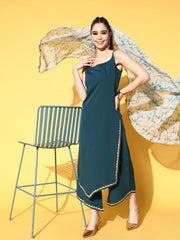 Green Gotta Patti Kurta with Palazzos & With Dupatta-AHKUDUPZ-COMBO-594