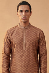Brown Jacquard Woven Design Straight Kurta MKU2343
