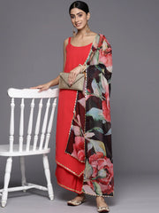 Red Solid Kurta Palazzo Set With Dupatta-AHKUDUPZ-COMBO-704