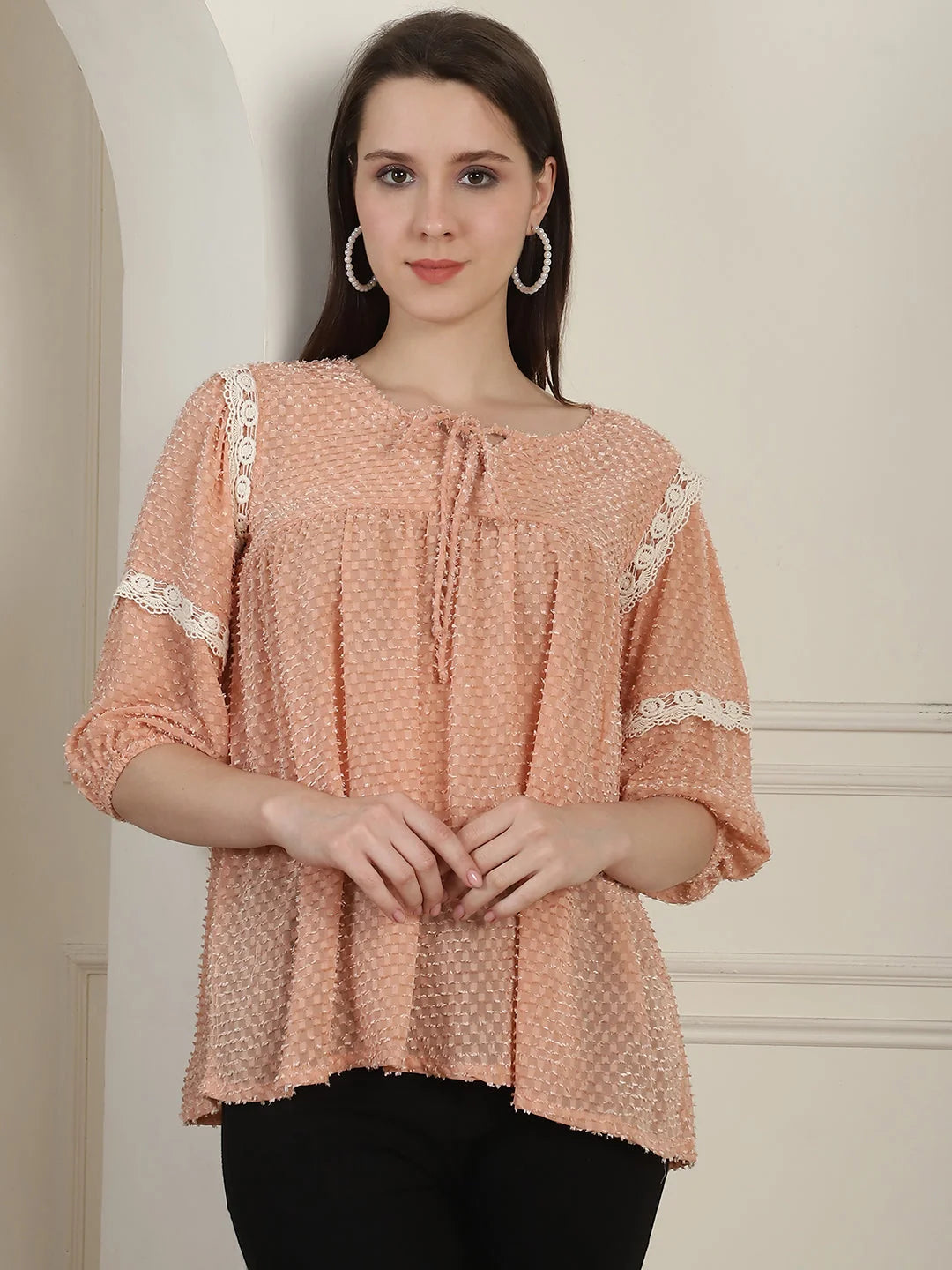 Peach Peplum Top - Women's Blouses and Women's Shirts