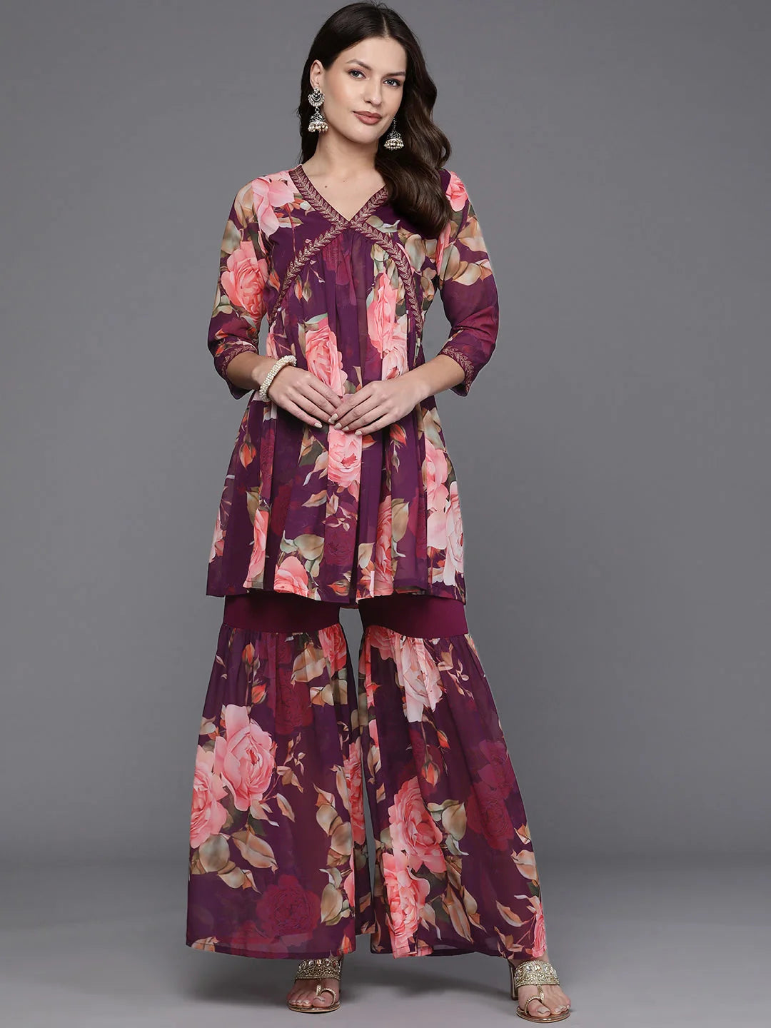 Women Floral Printed Sharara Set-AHTUSH-COMBO-891