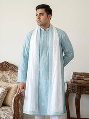 Embroidered & Sequin Kurta With Dupatta ( KO D 5091Sky  )
