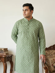 Men's Geometric Printed Kurta ( KO 5198Olive  )