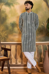 Teal Viscose Rayon Embroidered Kurta With Trousers MKSET1411