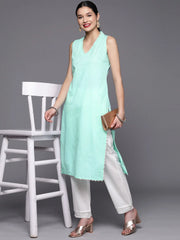 Blue Pure Cotton Printed Kurta-AHKUCOGL-970