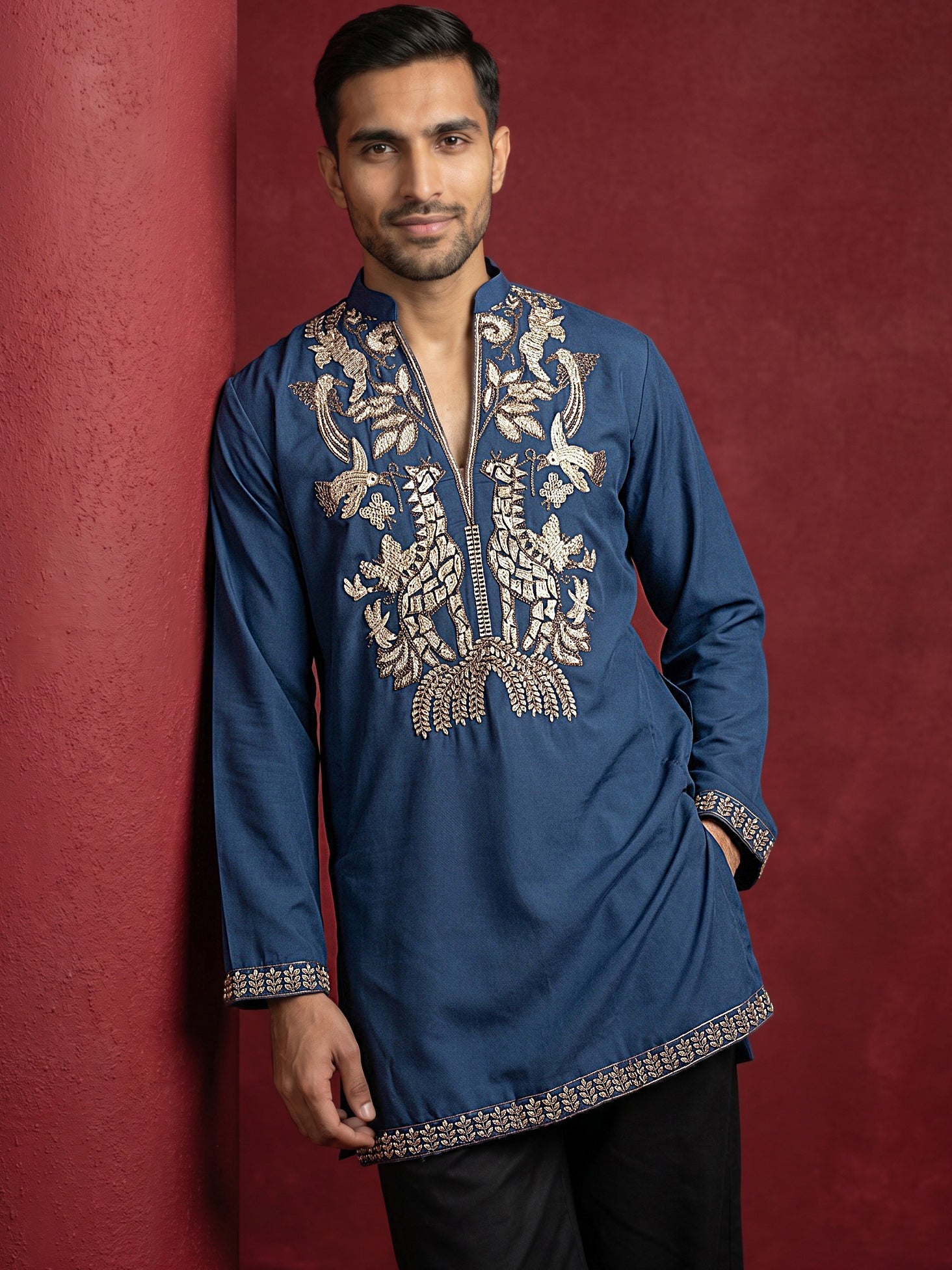 DesiQlo Men Embroidered Kurta Pyjama Set - Multicolor