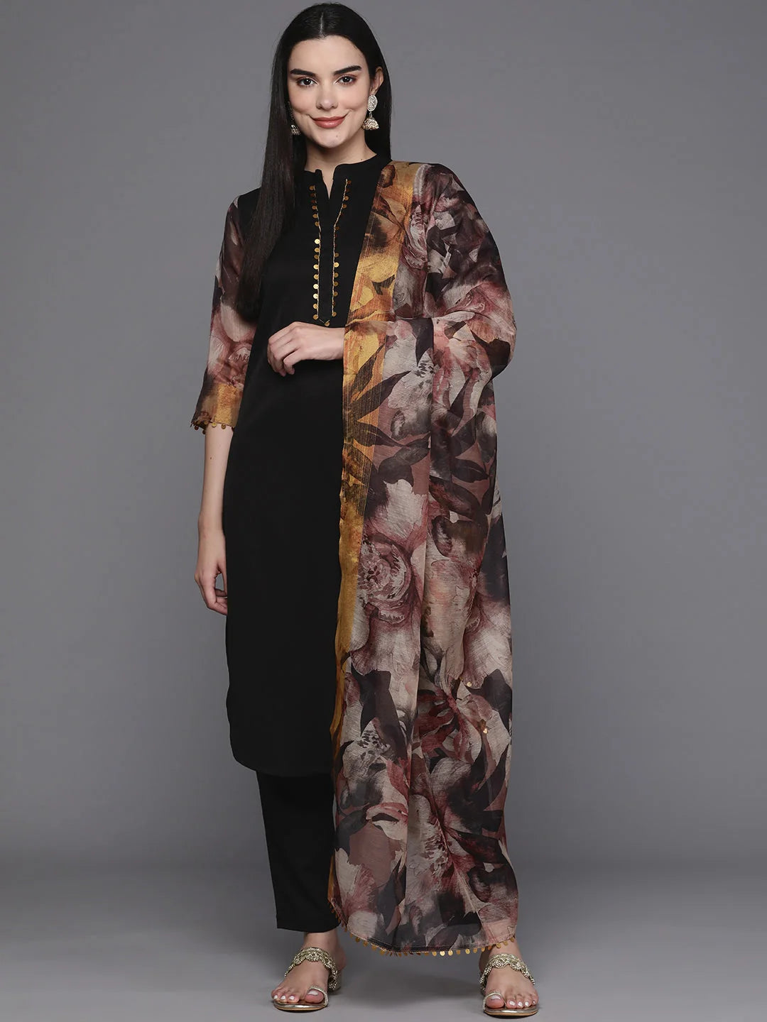 Women Regular Sequinned Kurta with Trousers & With Dupatta-AHKUDUPN-COMBO-699