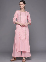 Baby Pink Pure Cotton Printed Kurta Palazzo Set-AHKUPZ-COMBO-480