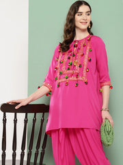 Pink Embellished Ethnic Tunic with Dhoti Pants-AHKUDO-COMBO-764-ICH