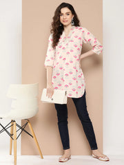 Off White Floral Printed Tunic-AHTUCRDP-8138-ICH
