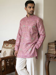 Silk Blend Foil Print Kurta ( 65KO 5587Purple )