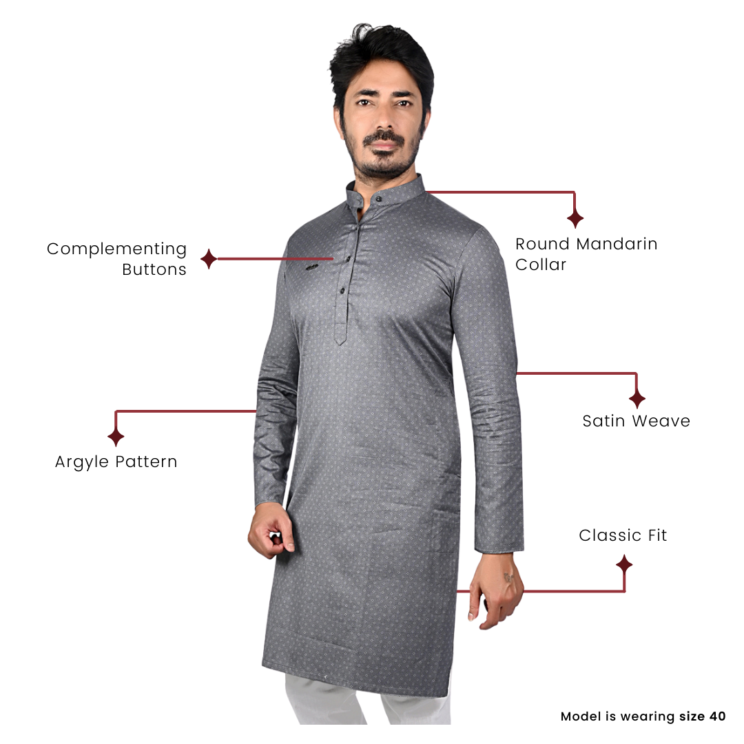 Cotton Kurta for Men - Grey | KUPR11746G | DesiQlo