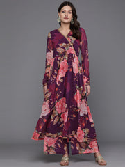 Women Floral Printed Angrakha Kurta with Palazzos-AHKUPT-COMBO-892