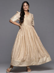 Beige Printed Plus Size Fit & Flare Maxi Dress-AP-AHEDCHGP-996