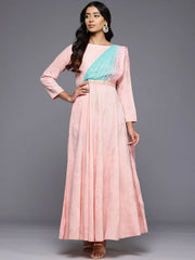 Floral Printed Boat Neck Layered Maxi Gown-AHEDCRFP-243