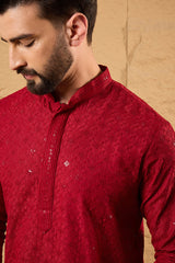 Maroon Rayon Blend Solid Embroidered Straight Kurta MKU1213