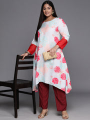 Sea Green & Red Plus Size Floral Printed Kurta-AP-AHKUCRDP-1047-ICH