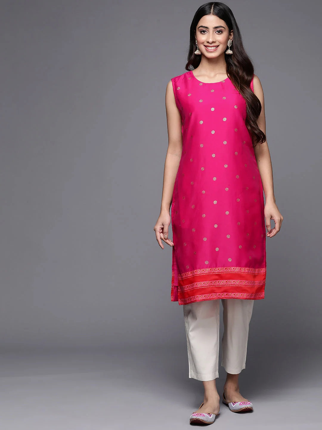 Pink Geometric Printed Kurta-AHTUCHFP-8110