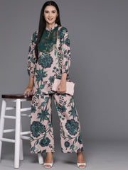 Green Printed Ethnic Tunic with Palazzos-AHTUPZ-COMBO-748