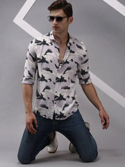 Men Purple Printed Casual Shirt-OMANPRINT-1582-Lavender
