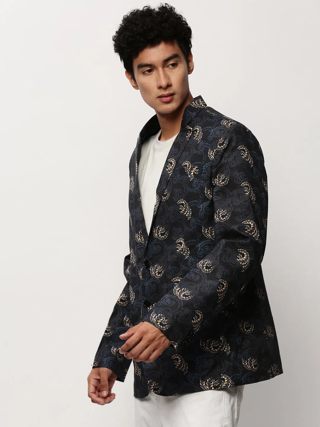 Black Printed Nehru Jacket | Men's Ethnic Wear Jacket