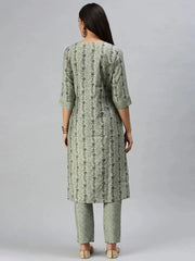 Women's Green Printed Kurta SetsKC3172-Green