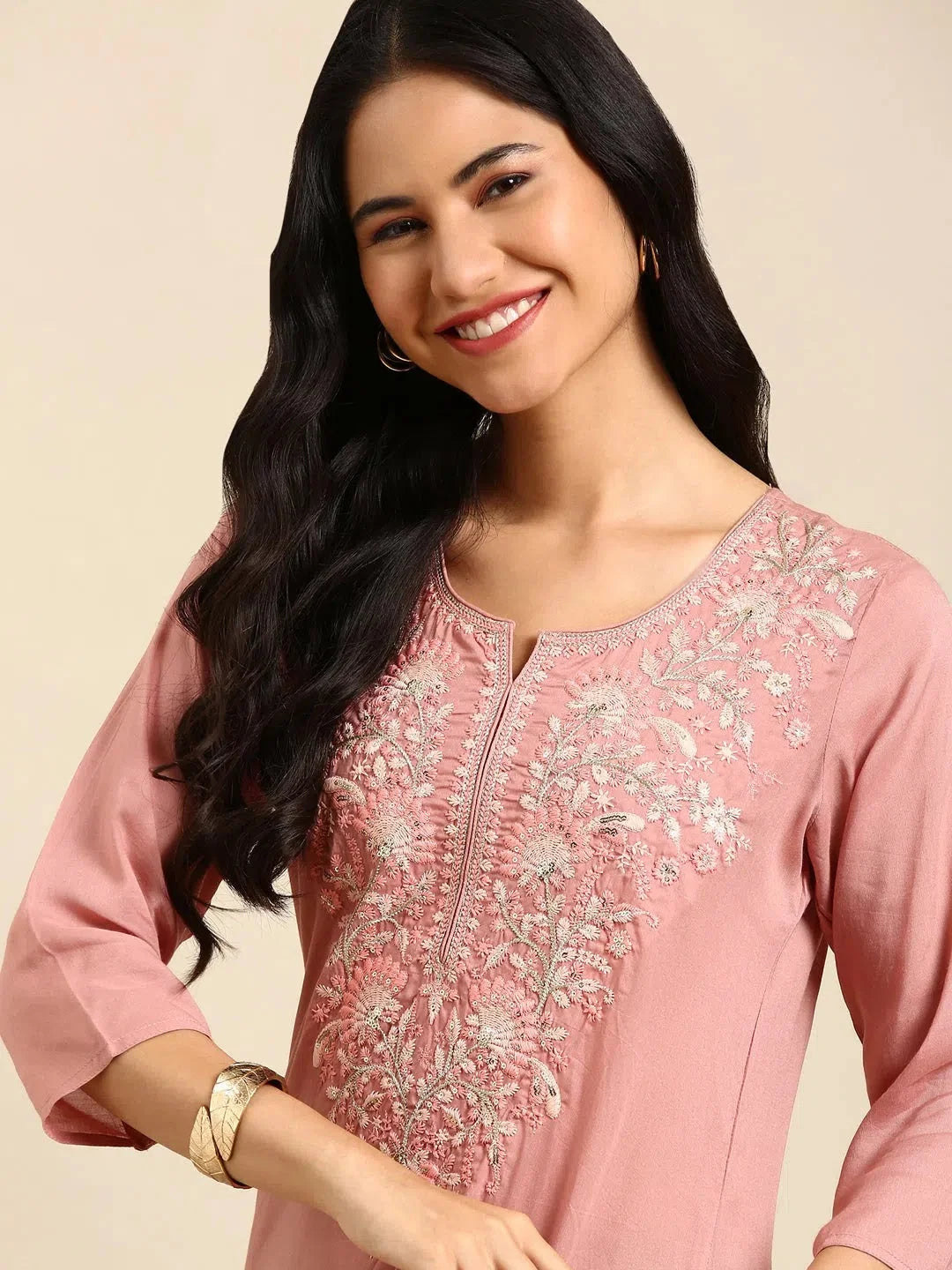 Mauve Solid Kurta | Women's Polyester Indian Kurtis Collection