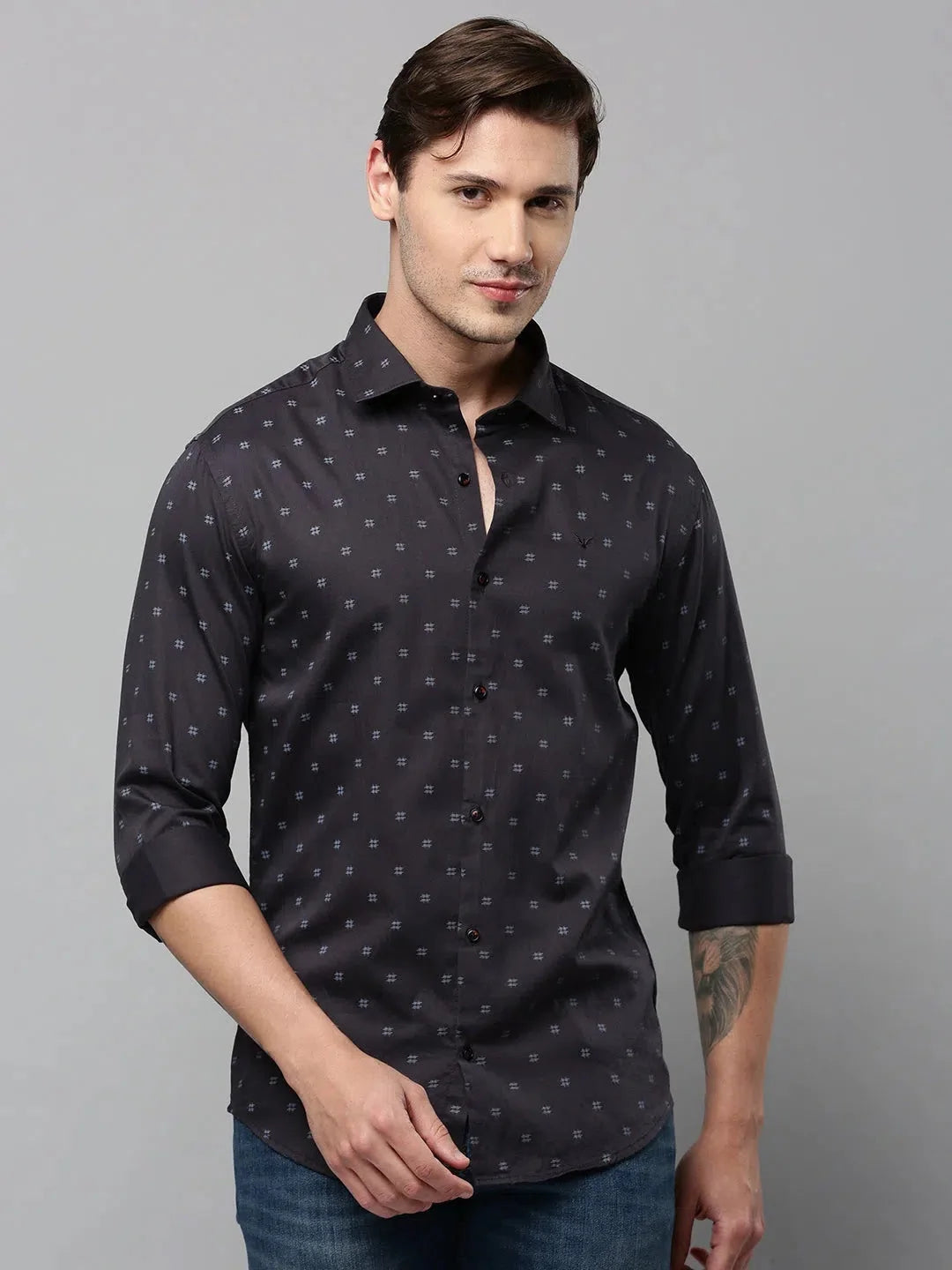 Black Printed Mens Shirt - Stylish Cotton Casual Shirt