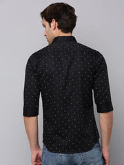 Men Black Printed Casual Shirt-BARONPRINTED-4011-Black