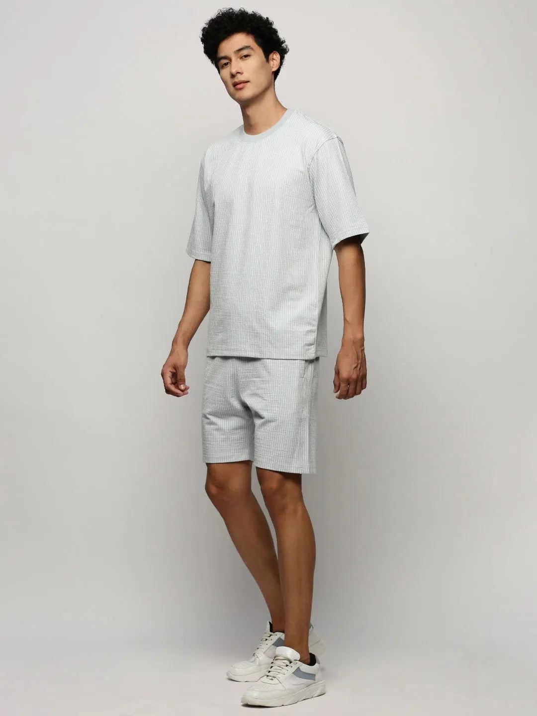 Men's Blue Striped Co ord Sets - Casual Two Piece Sets