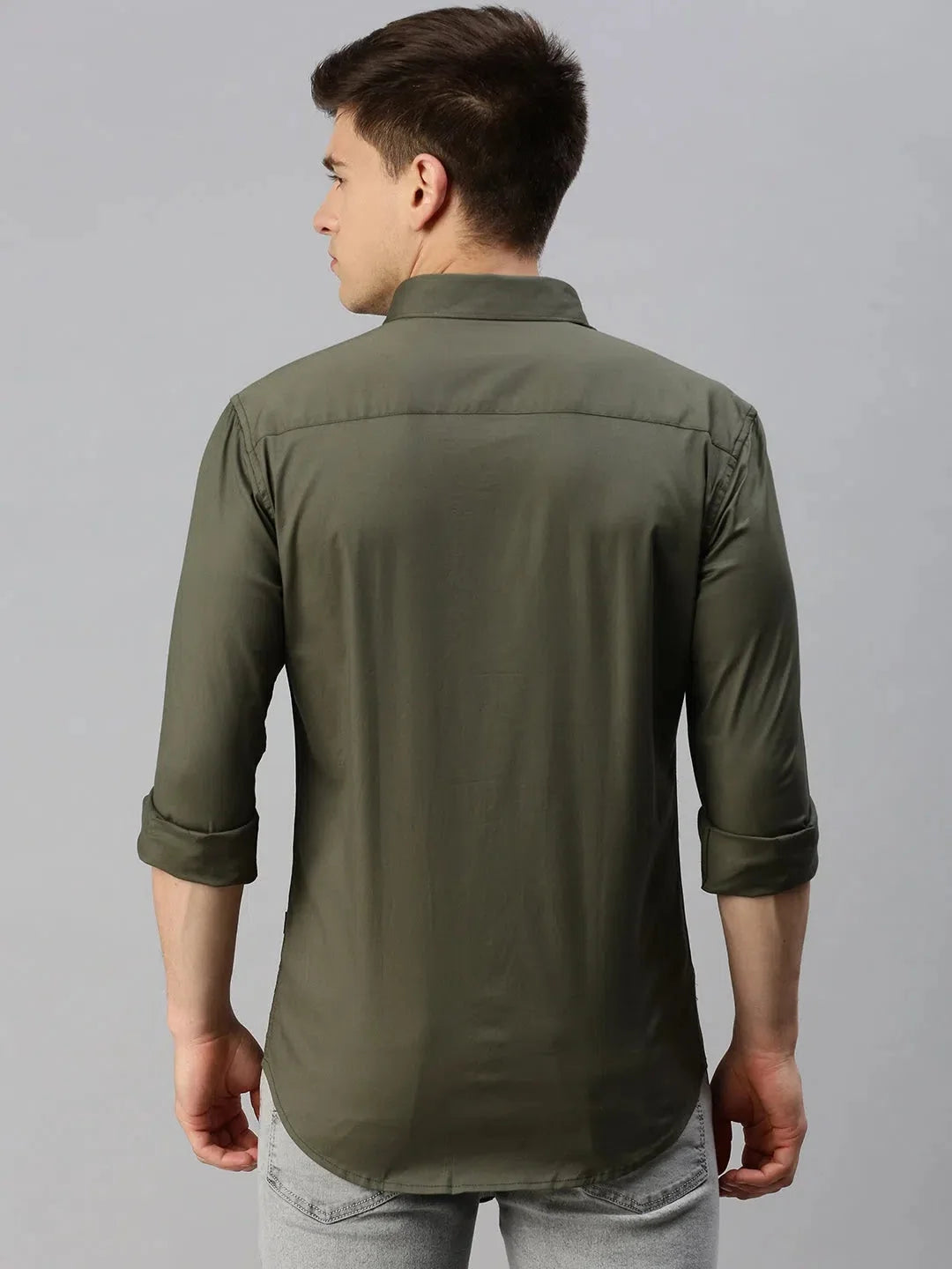 Olive Printed Mens Shirt | Casual Cotton Shirt - DesiQlo