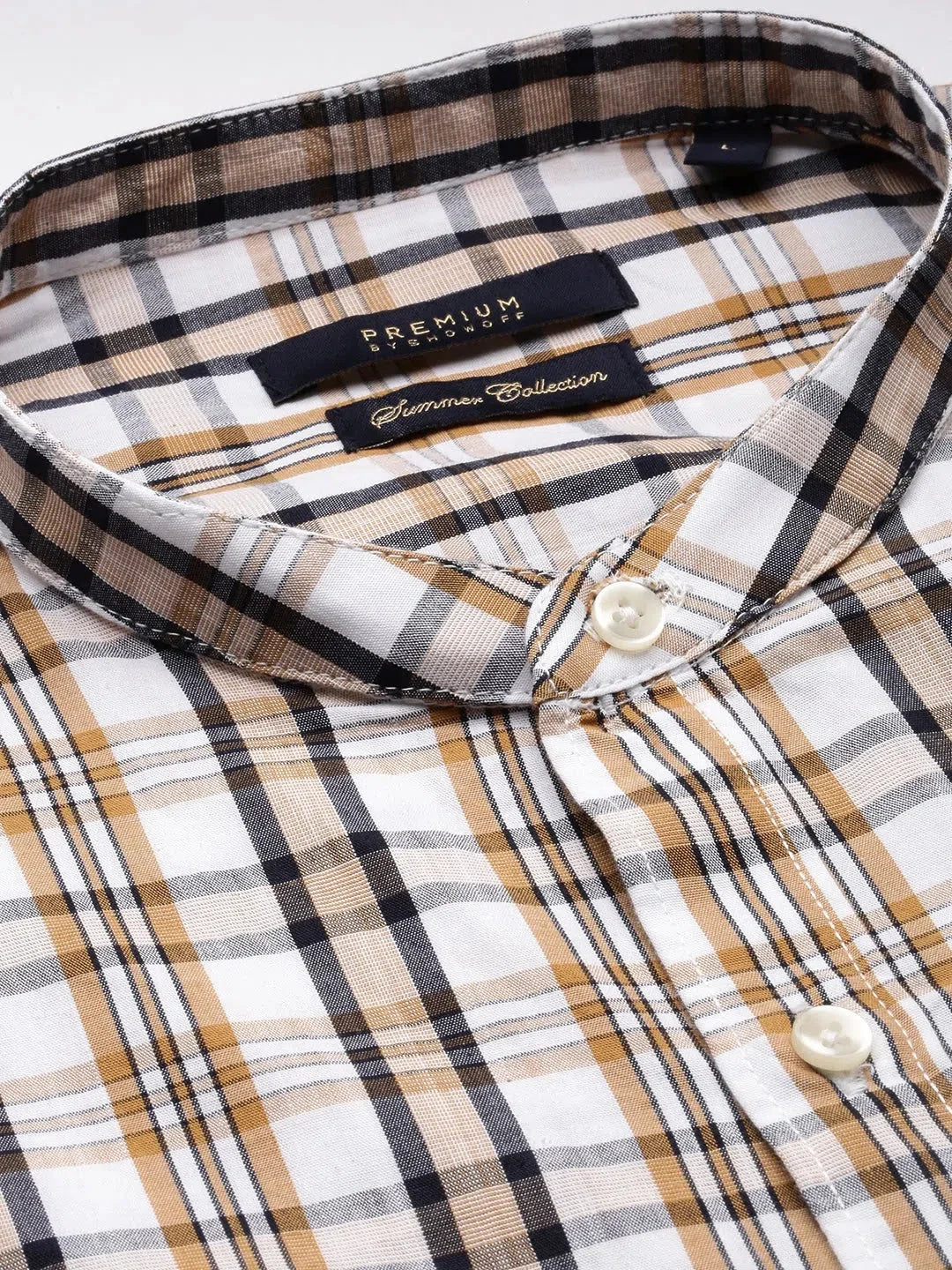 White Checked Mens Shirt | Cotton Casual Shirt by DesiQlo